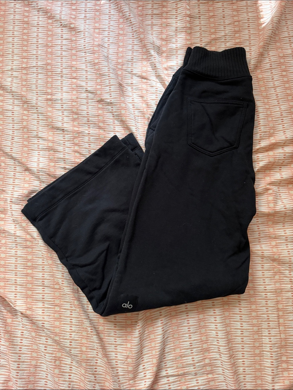 Alo Black Wide Leg Bottoms